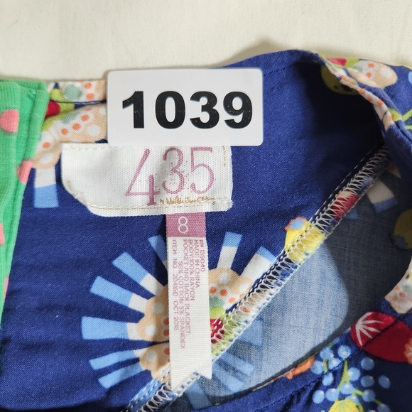 Matilda Jane Blue Floral Sleeveless Dress with Yellow Pockets Girls Size 8 - Picture 3 of 10